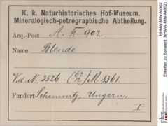 Etiketten zu Sphalerit (NHMW-MIN-Ak902)